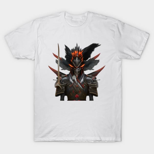 Black crow samurai face T-Shirt by Bravetee